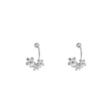 Screw Hook Silver Earrings – Po S999 Floral Drop Earrings for Girls