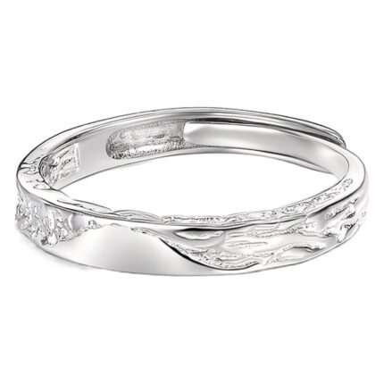 Textured Lava Ring – 999 Silver Couple’s Ring for Girlfriend Gift