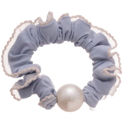 Fabric Acrylic Lace Pearl Hair Tie – Sweet Gentle High Elastic Hair Rope for Women