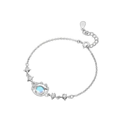 Po S999 Sterling Silver Planet Bracelet – Light Luxury Sweet Niche Design for Women